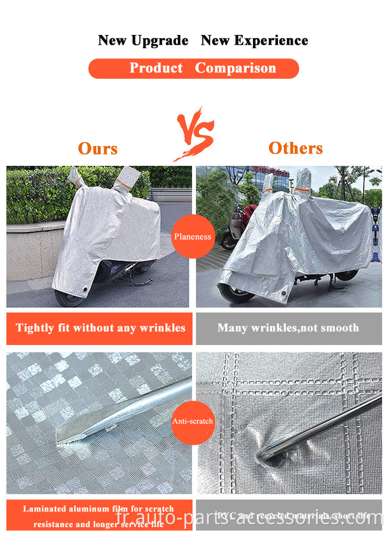 Marque personnalisée pas cher PVC Solide Protection solaire solide Couverture de moto durable Plastic